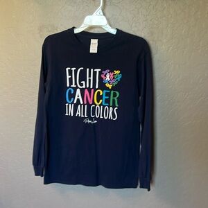 CANCER FIGHTER long sleeve navy blue tee size small